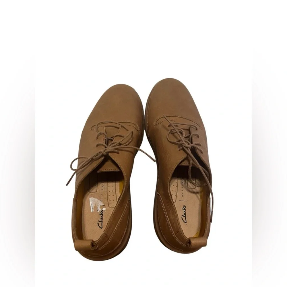 Clarks Tan Leather Oxfords Casual Shoes Men’s 12 Hale Lace Active Air